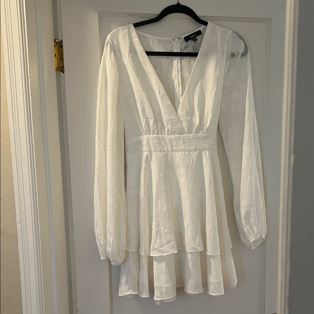 Lulu's Elegant Cream Long Sleeve Dress